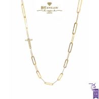 Paper Clip Diamond Initial Necklace (T) Yellow Gold - 0.12ct