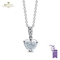 White Gold Heart Cut & Brilliant Cut Diamond Necklace - 2.07 ct