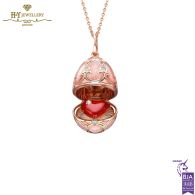 Fabergé Heritage Rose Gold Diamond & Pink Guilloché Enamel Heart Surprise Locket 