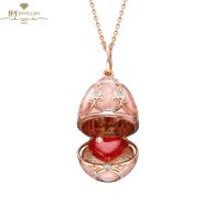 Fabergé Heritage Rose Gold Diamond & Pink Guilloché Enamel Heart Surprise Locket 