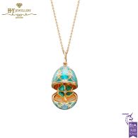 Fabergé Heritage Yellow Gold Diamond & Turquoise Guilloché Enamel Clover Surprise Locket