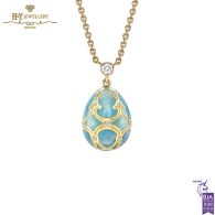 Fabergé Heritage Yellow Gold Diamond & Turquoise Guilloché Enamel Petite Egg Pendant Heritage