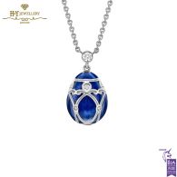 Fabergé Heritage Palais White Gold Diamond & Royal Blue Guilloché Enamel Petite Egg Pendant