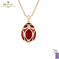 Fabergé Heritage Palais Rose Gold Diamond & Red Guilloché Enamel Petite Egg Pendant