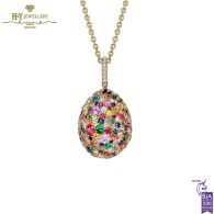 Fabergé Emotion Yellow Gold Multicoloured Gemstone Egg Pendant