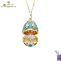 Fabergé Heritage Yellow Gold Diamond & Teal Guilloché Enamel Trembling Star Surprise Locket