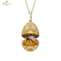 Fabergé Heritage Yellow Gold Diamond & Guilloché Enamel Bee Surprise Locket