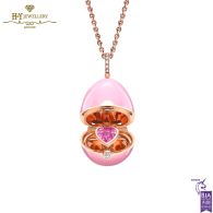 Fabergé Essence Rose Gold Diamond & Pink Sapphire Heart Surprise Locket with Pink Lacquer