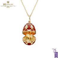 Fabergé Heritage Yellow Gold Diamond & Red Guilloché Enamel Year Of The Horse Surprise Locket