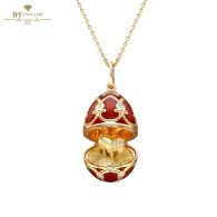 Fabergé Heritage Yellow Gold Diamond & Red Guilloché Enamel Year Of The Horse Surprise Locket