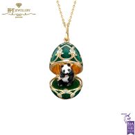 Fabergé Heritage Yellow Gold Diamond & Green Guilloché Enamel Panda Surprise Locket