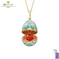 Fabergé Heritage Yellow Gold Diamond & Turquoise Guilloché Enamel Heart  Surprise Locket