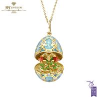 Heritage Yellow Gold Diamond & Turquoise Guilloché Enamel Twin Flower Surprise Locket