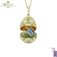 Heritage Yellow & White Gold Diamond & Green Guilloché Enamel Butterfly Surprise Locket