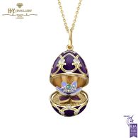 Heritage Yellow Gold Diamond & Purple Guilloché Enamel Anemone Surprise Locket