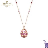 Cosmic Curve Rose Gold Ruby and Pink Sapphire Egg Pendant