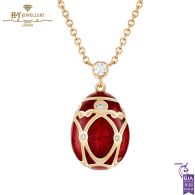 Heritage Yelagin Yellow Gold Diamond & Red Guilloché Enamel Petite Egg Pendant