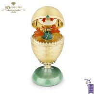 Heritage Limited-Edition 18k Yellow Gold Yellow Guilloché Enamel Egg Objet with Cactus Surprise