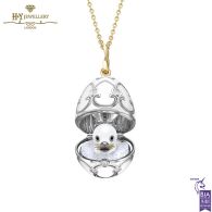 Heritage Yellow and White Gold Diamond and White Enamel Seal Pup Surprise Locket