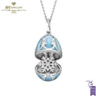 Faberge Heritage White Gold Diamond & Teal Guilloche Enamel Snowflake Surprise Locket