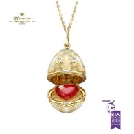 Fabergé Heritage Yellow Gold Diamond White Guilloché Enamel Heart Surprise Locket