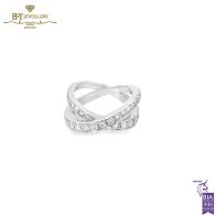 White Gold X Design Half  Diamond Ring - 1.22ct