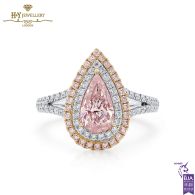 White Gold Brilliant & Pear Cut Pinkish Brown Diamond Ring - 1.68ct