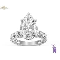 White Gold Pear Cut & Brilliant Cut Diamond Ring - 6.65ct