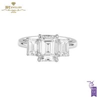 White Gold Emerald Cut Diamond Ring - 3.13 ct