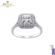 White Gold Square Cut & Brilliant Cut Diamond Engagement Ring - 1.50ct