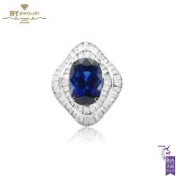 White Gold Oval Cut Vivid Blue Royal Sapphire & Emerald Cut Diamond Ring - 10.41ct