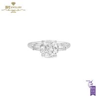 White Gold Cushion Cut & Tapered Cut Diamond Engagement Ring - 2.52ct