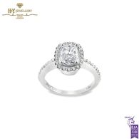 White Gold Cushion & Brilliant Cut Engagement Ring - 1.60ct