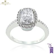 White Gold Cushion & Brilliant Cut Engagement Ring - 1.60ct