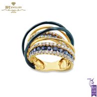 Rose Gold Brilliant Cut Blue Sapphire & Diamond Ring - 3.02ct