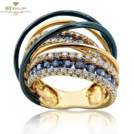 Rose Gold Brilliant Cut Blue Sapphire & Diamond Ring - 3.02ct