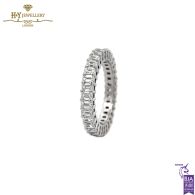 White Gold Emerald Cut Diamond Full Eternity Ring - 2.59ct