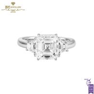 White Gold Asscher & Trapeze Cut Diamond Ring - 3.58ct