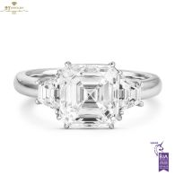 White Gold Asscher & Trapeze Cut Diamond Ring - 3.58ct