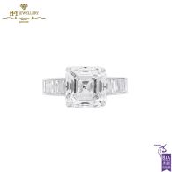 White Gold Asscher & Baguette Cut Diamonds Ring - 7.11ct