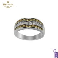 White Gold Princess Cut Diamond & Round Cut Citrine Ring - 1.21ct