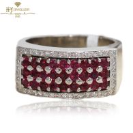 White Gold Brilliant Cut Diamond & Ruby Ring - 1.75 ct