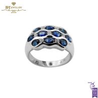 White Gold Oval Cut Sapphire & Brilliant Cut Diamond Ring - 2.38ct