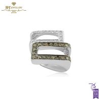 White Gold Brilliant Cut Fancy Yellowish Brown & White Diamond Ring - 1.40ct