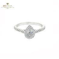 White Gold Pear & Brilliant Cut White Diamond Ring - 0.60ct