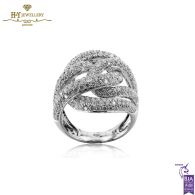 White Gold Brilliant Cut Diamond Spiral Shape Ring - 3.88ct 