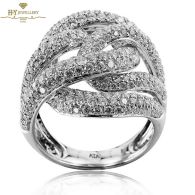 White Gold Brilliant Cut Diamond Spiral Shape Ring - 3.88ct 