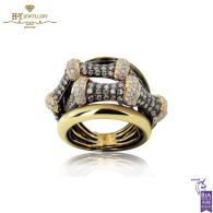 Yellow Gold Brilliant Cut White & Brown Diamond Ring - 2.39ct