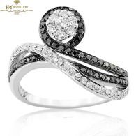 White Gold Brilliant Cut Diamond  & Onyx Ring - 0.52ct