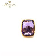 Yellow Gold Cushion Cut  Amethyst Ring